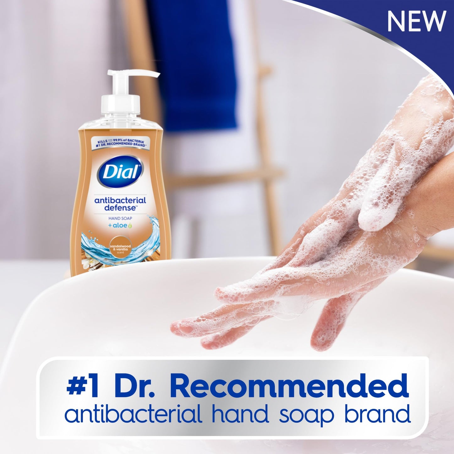 Dial Antibacterial Defense Sandalwood & Vanilla Liquid Hand Soap, 11oz (Pack of 12)