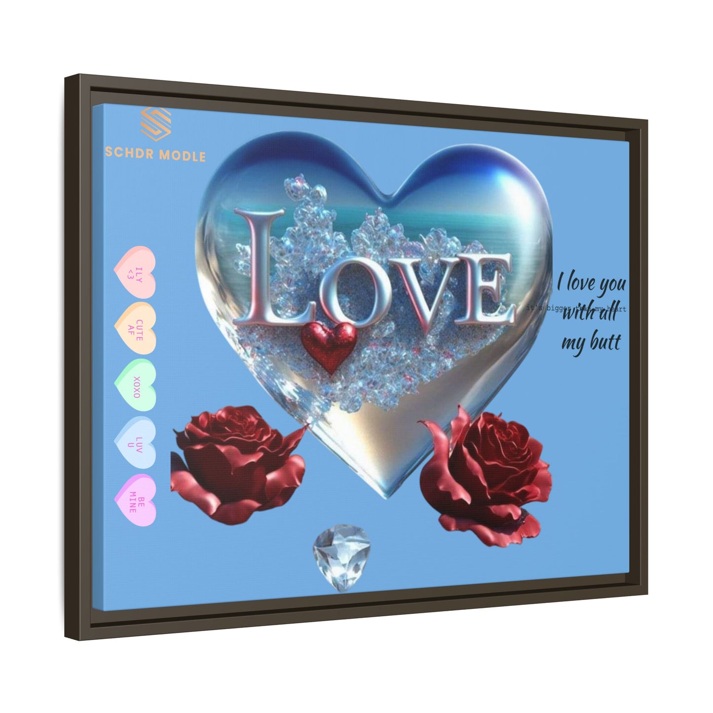 Framed Love Canvas Art - Heart & Flower Design - Perfect Gift for Valentine's Day