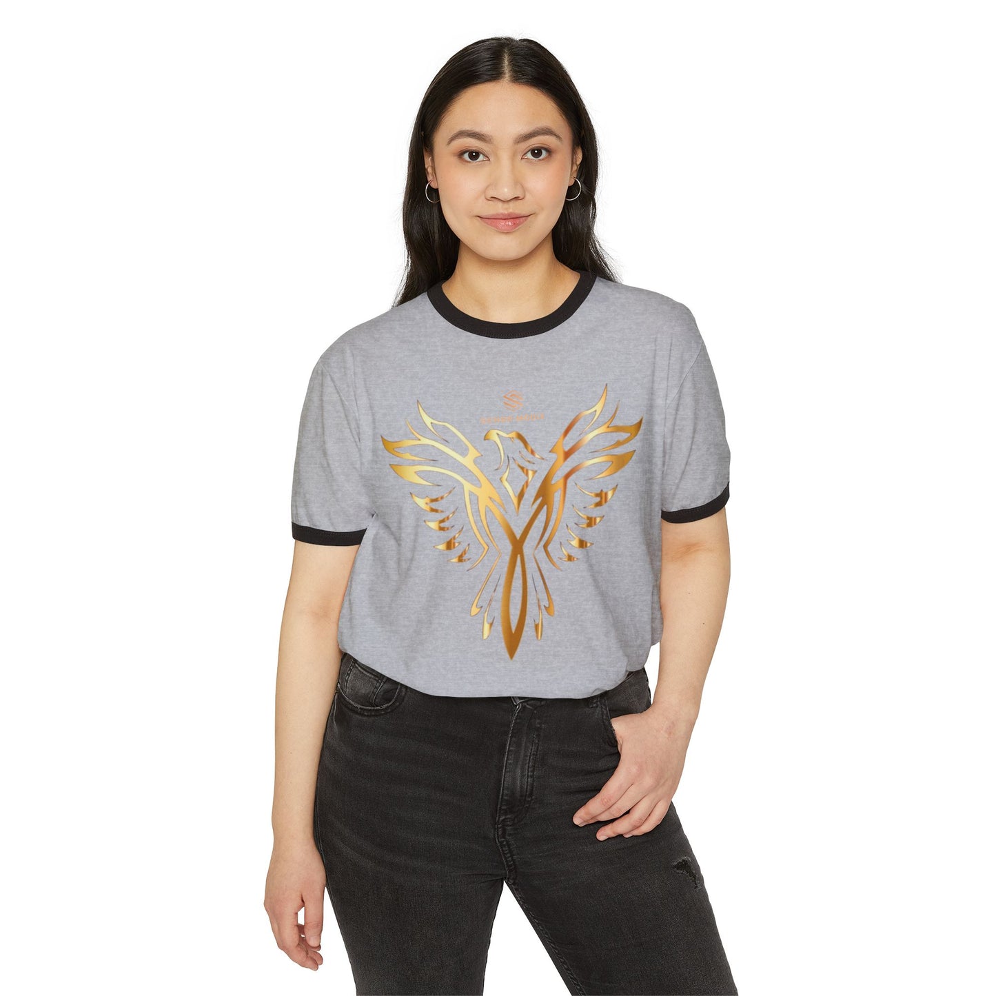 Phoenix Graphic Unisex Cotton Ringer T-Shirt | Vintage Style Tee | Casual Wear | Gift for Mythology Lovers | Summer Fashion