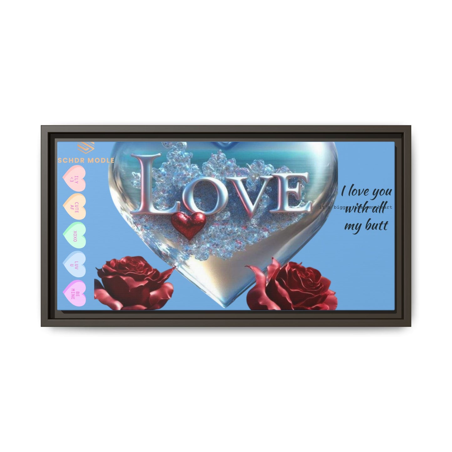 Framed Love Canvas Art - Heart & Flower Design - Perfect Gift for Valentine's Day
