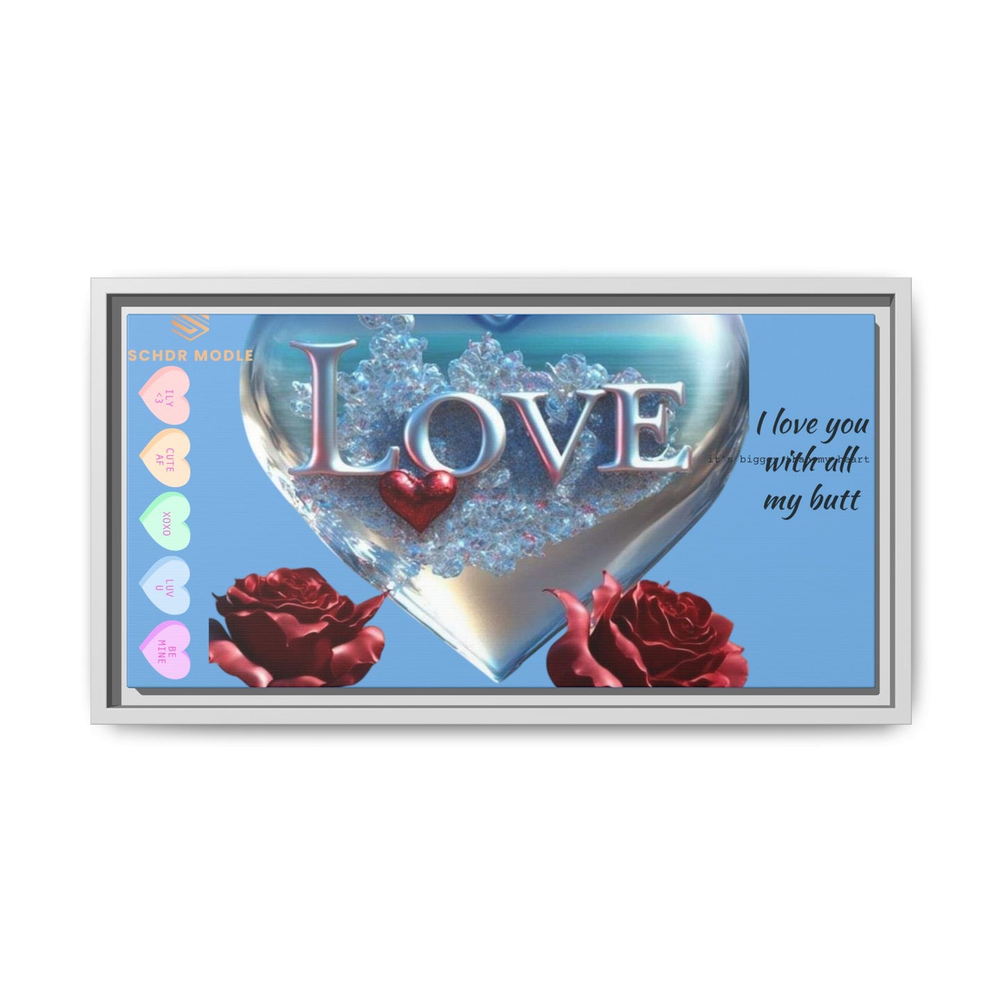 Framed Love Canvas Art - Heart & Flower Design - Perfect Gift for Valentine's Day