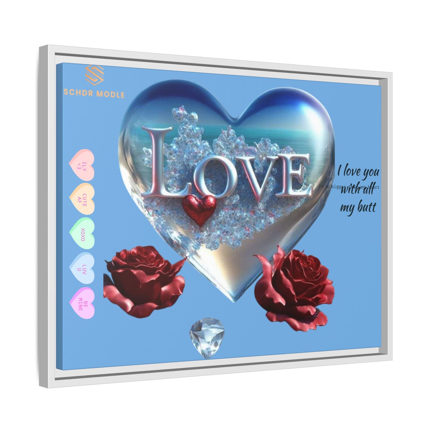 Framed Love Canvas Art - Heart & Flower Design - Perfect Gift for Valentine's Day