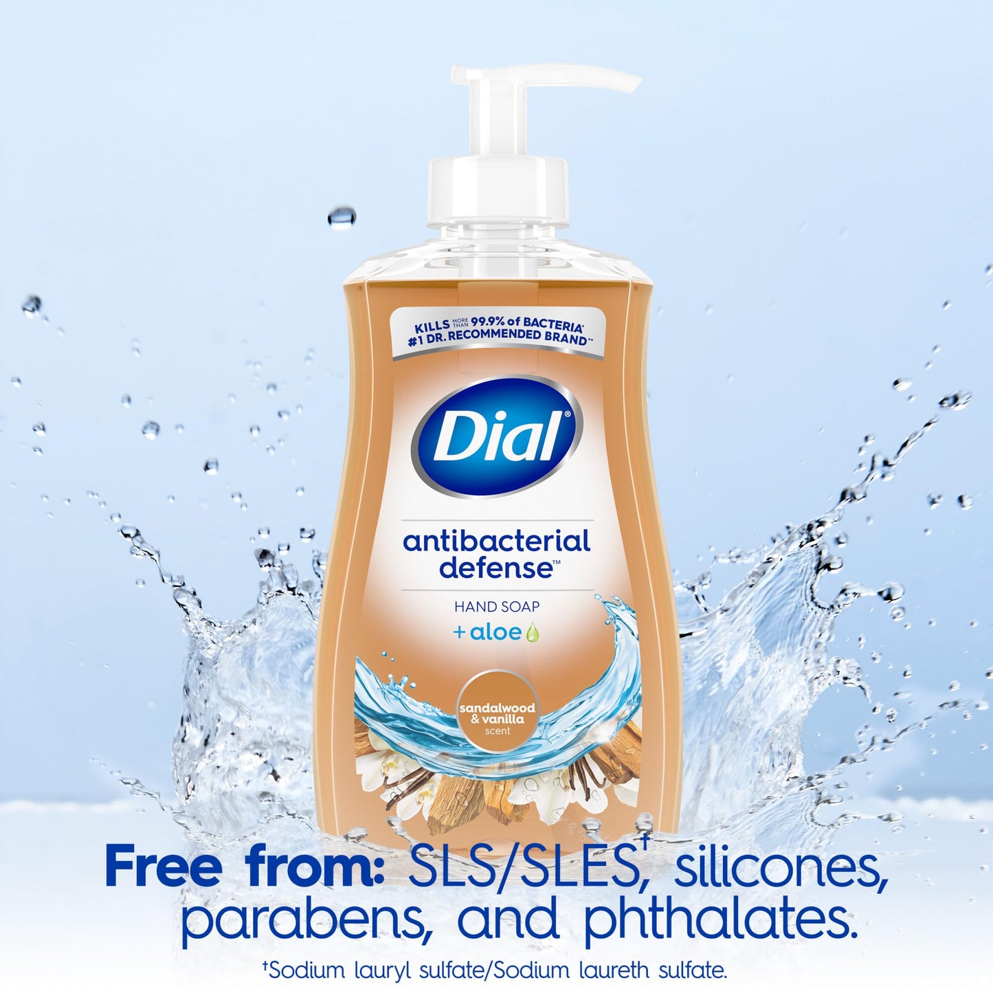 Dial Antibacterial Defense Sandalwood & Vanilla Liquid Hand Soap, 11oz (Pack of 12)