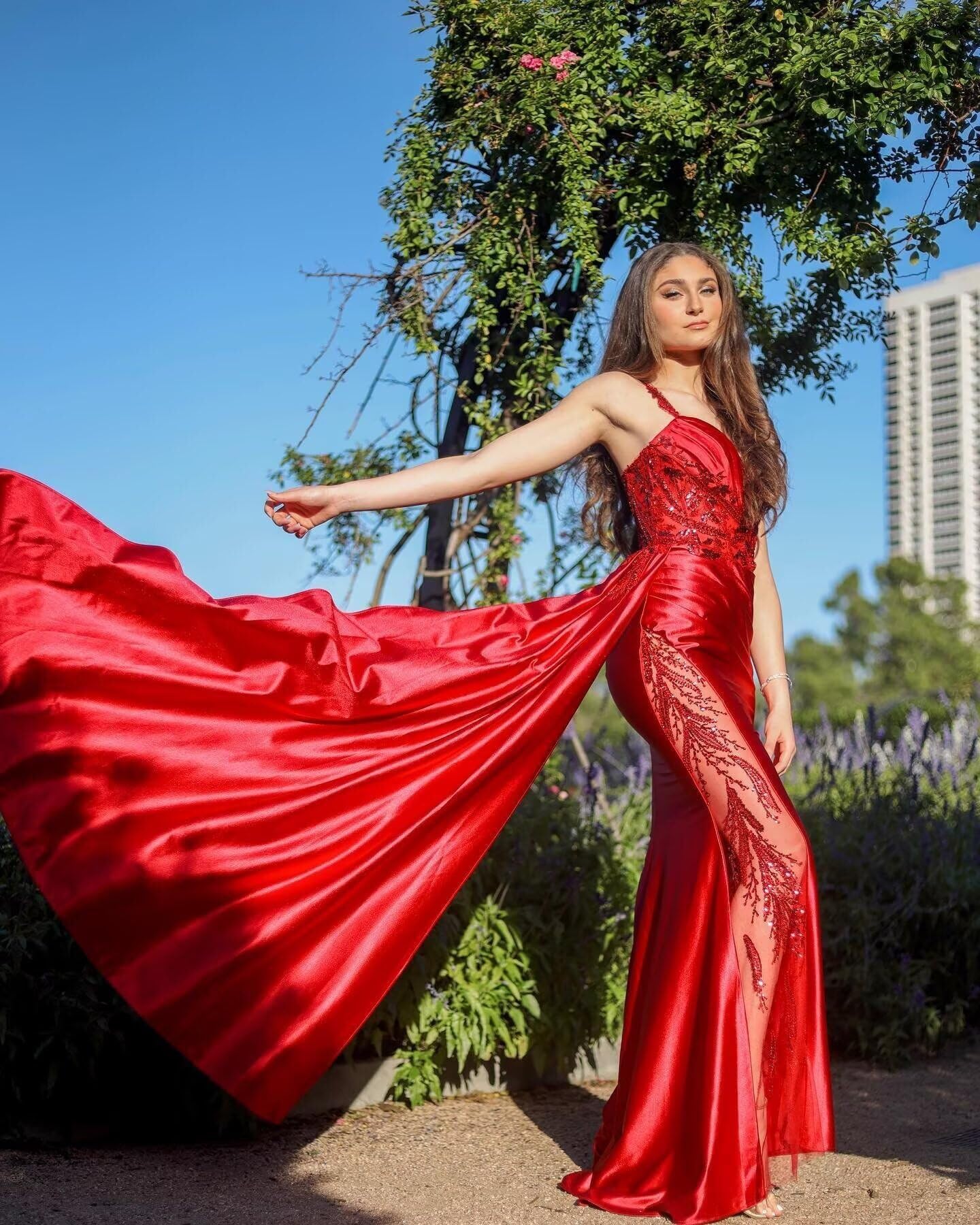 V Neck Satin Prom Dress 2026 Long Mermaid Lace Evening Gown with Slit Pleated Bodycon Formal Dress with Tail Baby Blue