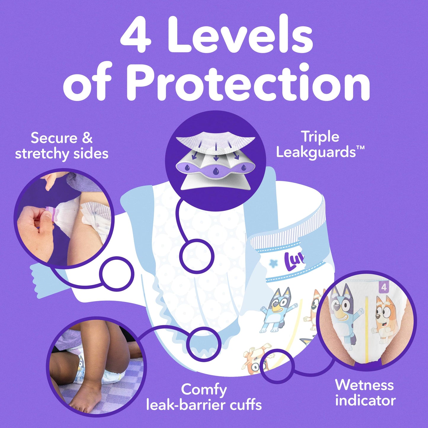 Luvs Size 2 Baby Diapers, Platinum Protection Bluey Diapers for Day & Night, Size 2, 264 Count (Packaging May Vary)