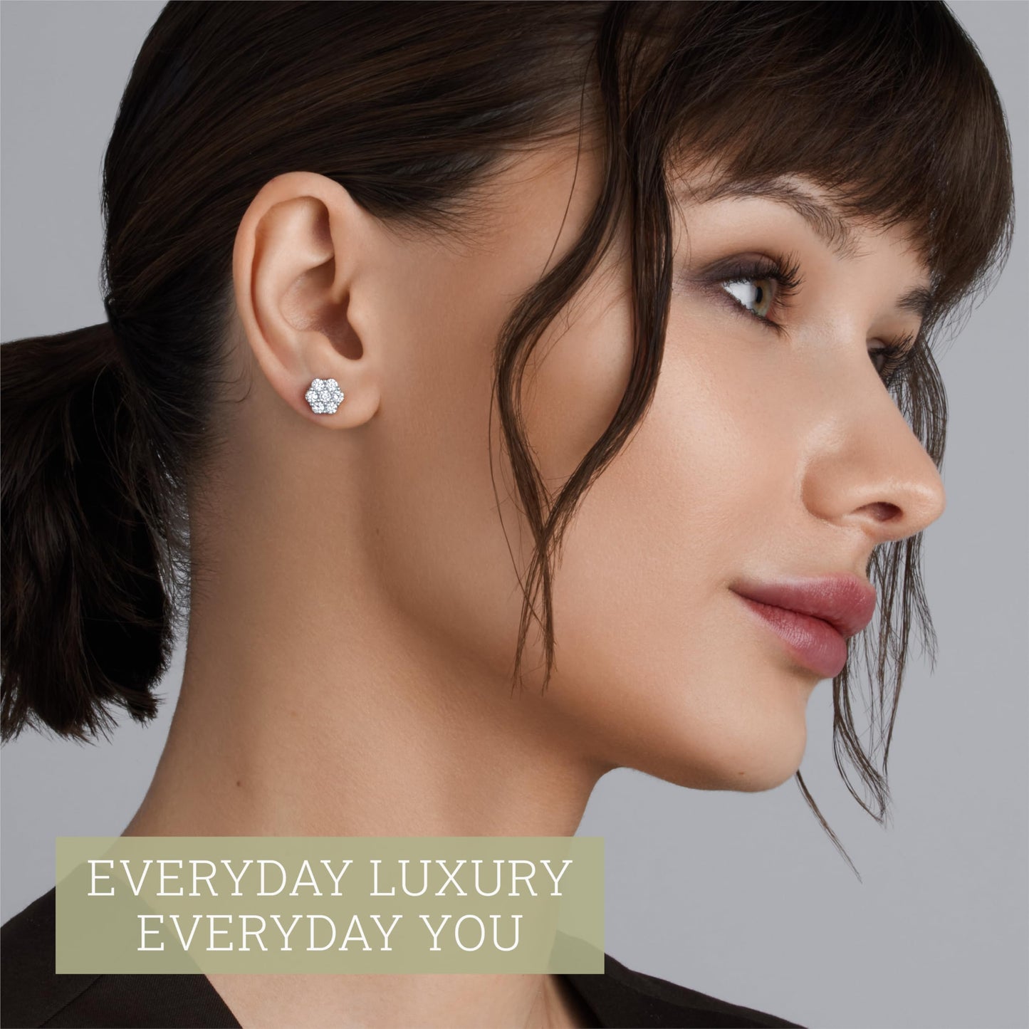 Gilded 2 Carat Total Weight Lab-Grown Diamond Stud Earrings for Women | 925 Sterling Silver | 7-Stone Flower Shaped | Hypoallergenic Fine Jewelry | Prong Setting, Push Back Nut | SI1 Clarity, F Color