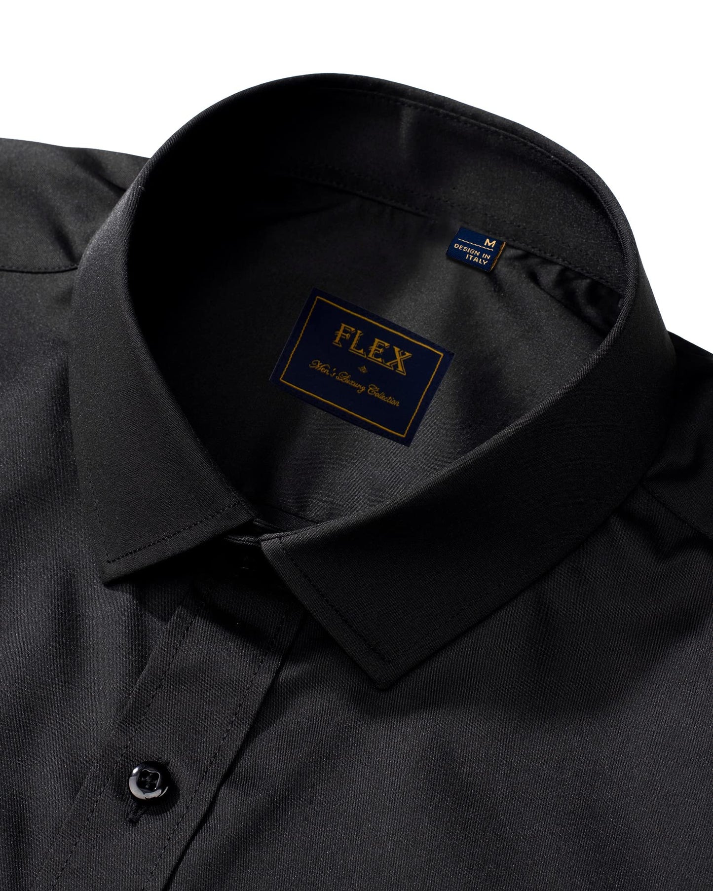 J.VER Men's Dress Shirts Solid Long Sleeve Stretch Wrinkle-Free Formal Shirt Business Casual Button Down Shirts Black Medium