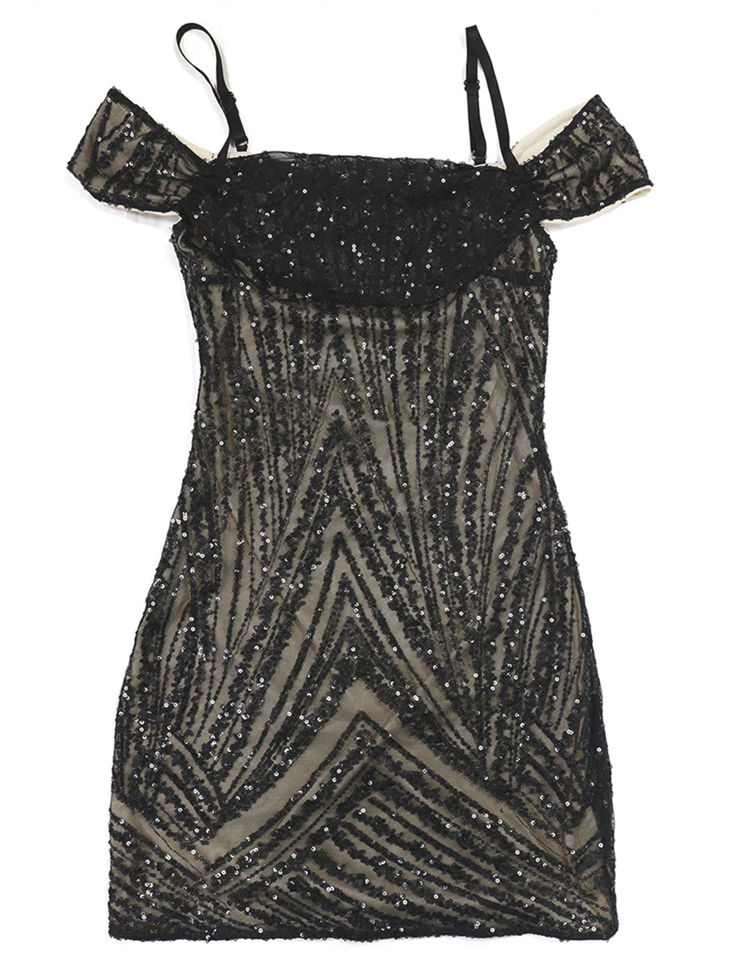 Figdaw Rhinestone Embellished Dress for Women Sexy,Birthday,Cocktail Party,Prom,Galas,Sequin Bodycon Dresses,Adjustable Straps(Black,M,CY901777)