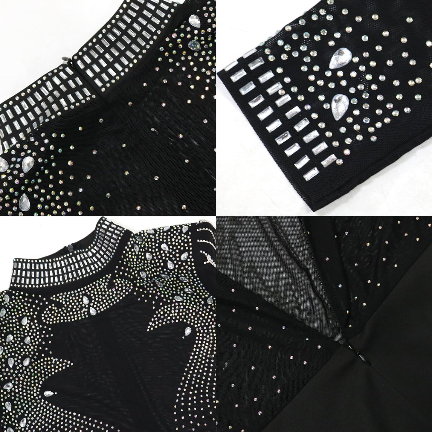 Women's Sexy Rhinestone Dress Thigh-high Slit Bodycon Maxi Long Dress Club Party Dress(548-apricot-M)