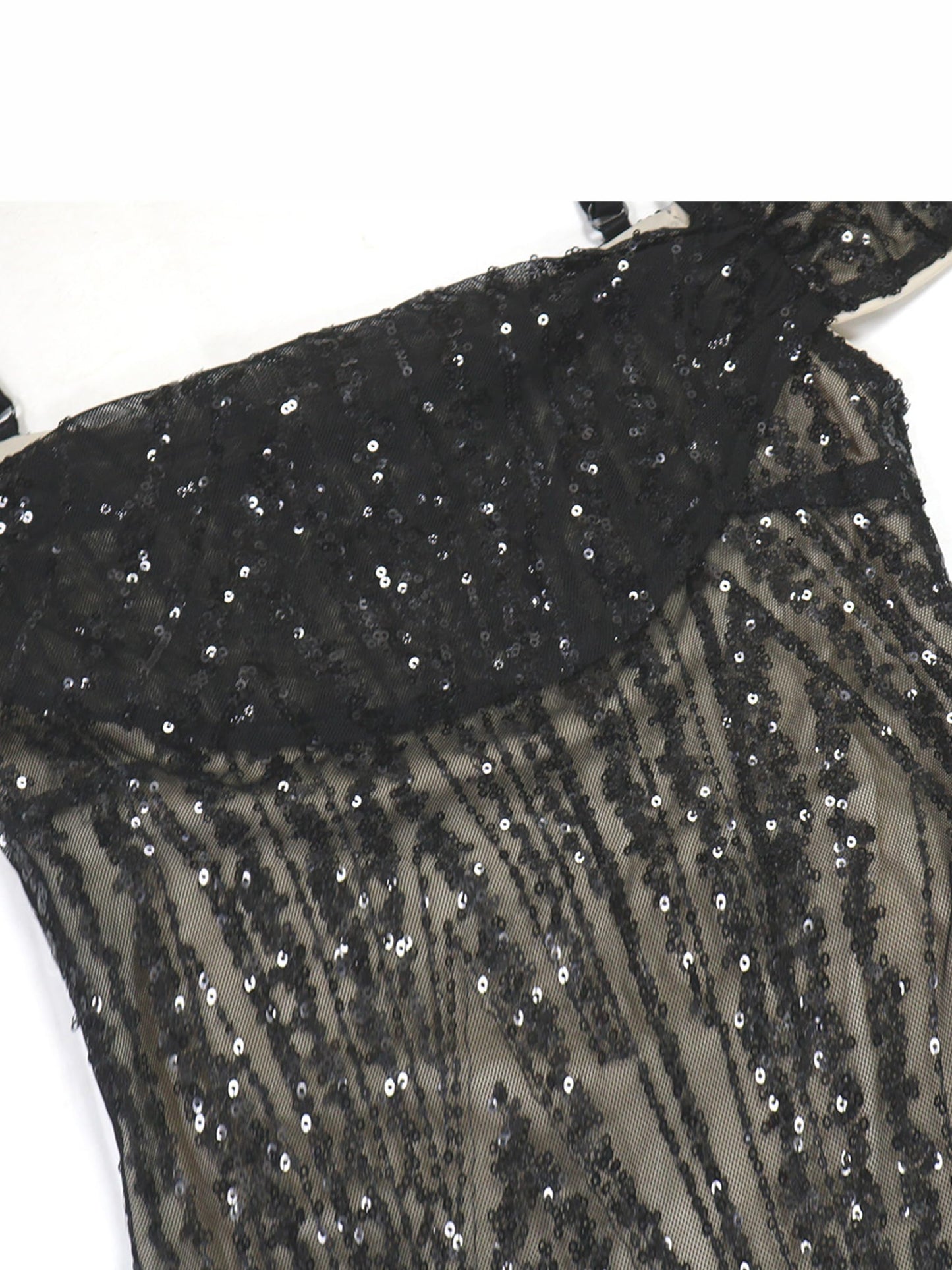 Figdaw Rhinestone Embellished Dress for Women Sexy,Birthday,Cocktail Party,Prom,Galas,Sequin Bodycon Dresses,Adjustable Straps(Black,M,CY901777)