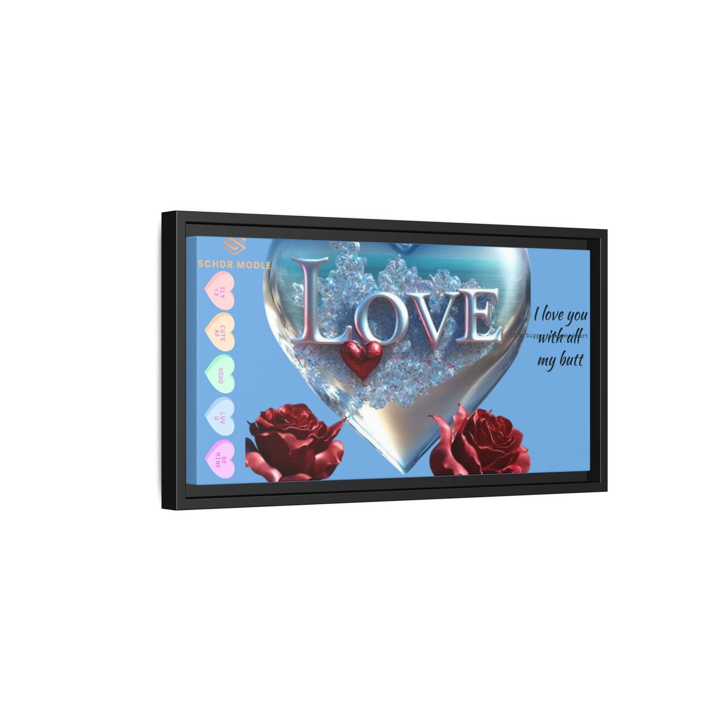 Framed Love Canvas Art - Heart & Flower Design - Perfect Gift for Valentine's Day