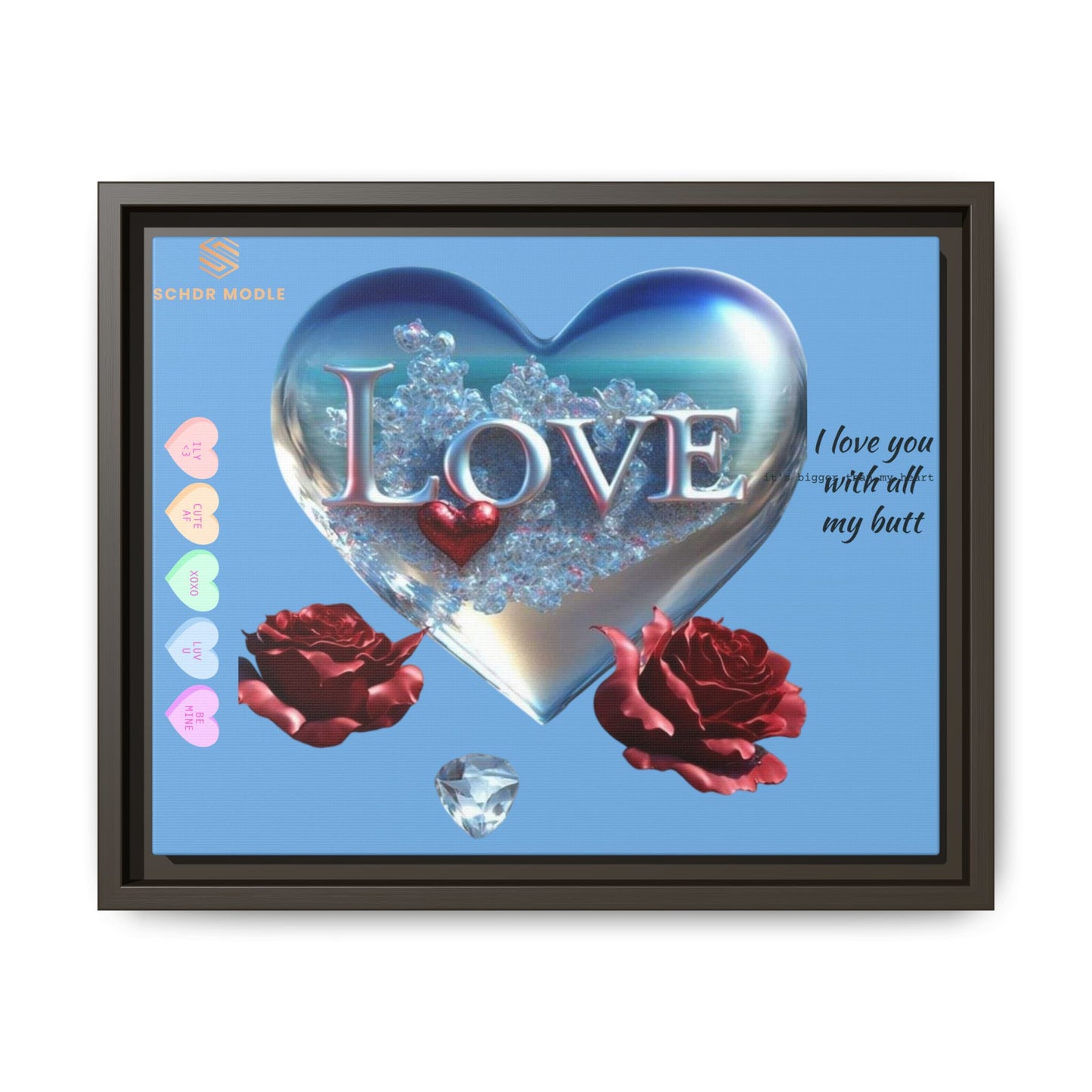 Framed Love Canvas Art - Heart & Flower Design - Perfect Gift for Valentine's Day