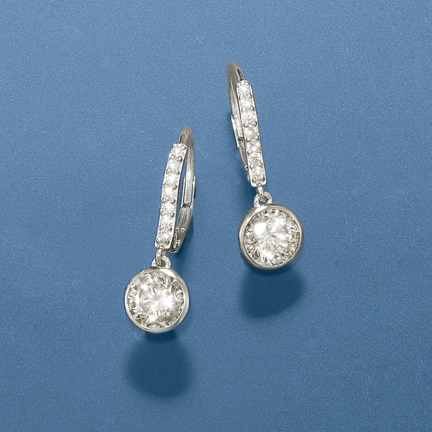 Ross-Simons 2.40 ct. t.w. Bezel-Set CZ Drop Earrings in Sterling Silver
