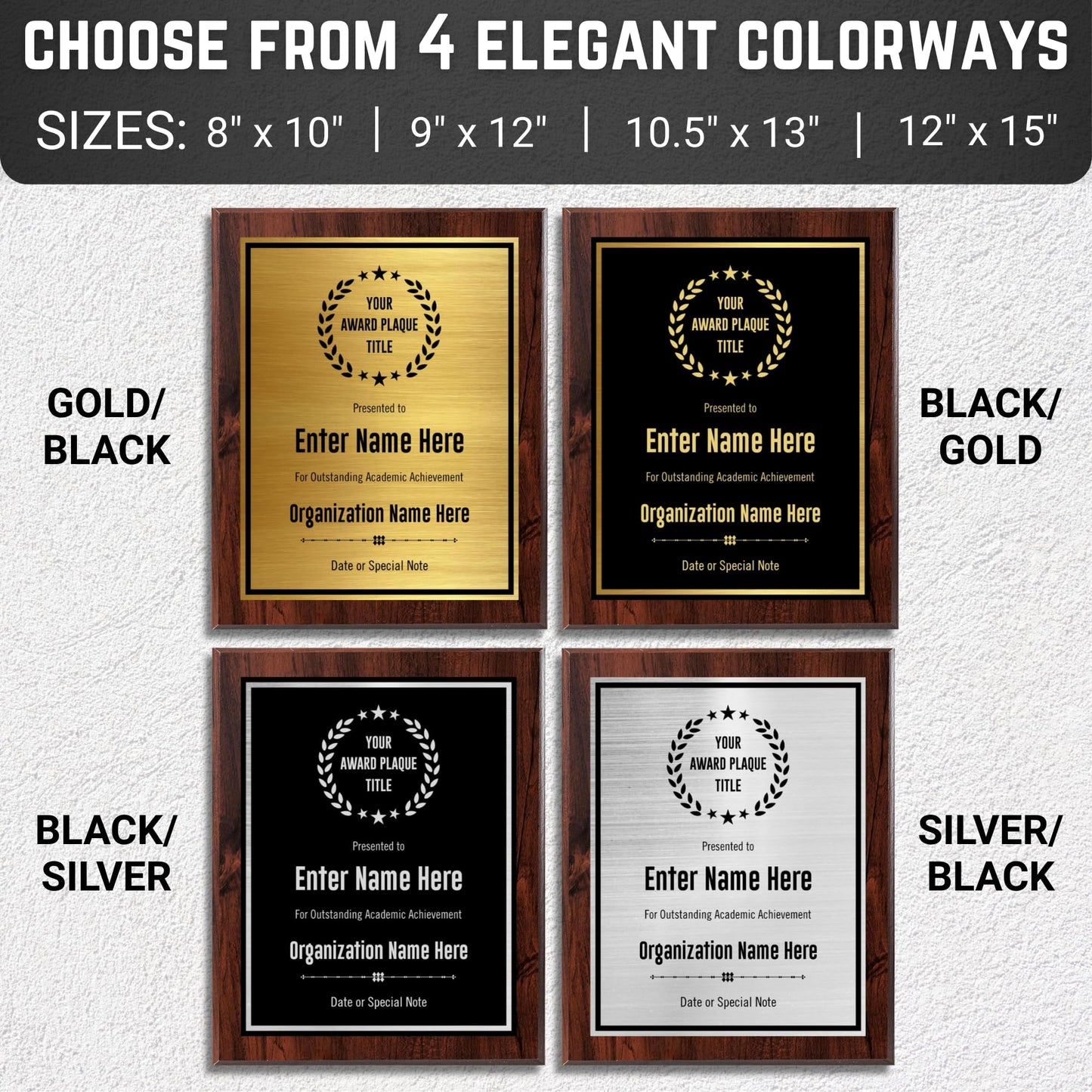 Custom Award Plaque - Add Title and Text - Perfect for Employee of the Month or Retirement gift, Thank You, Service Recognition and Appreciation Gifts - Personalized for Men/Women (UV Print Silver/Black Plate on a 8" x 10" Walnut Board)