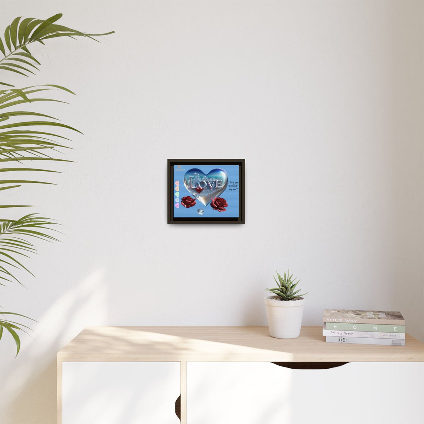 Framed Love Canvas Art - Heart & Flower Design - Perfect Gift for Valentine's Day