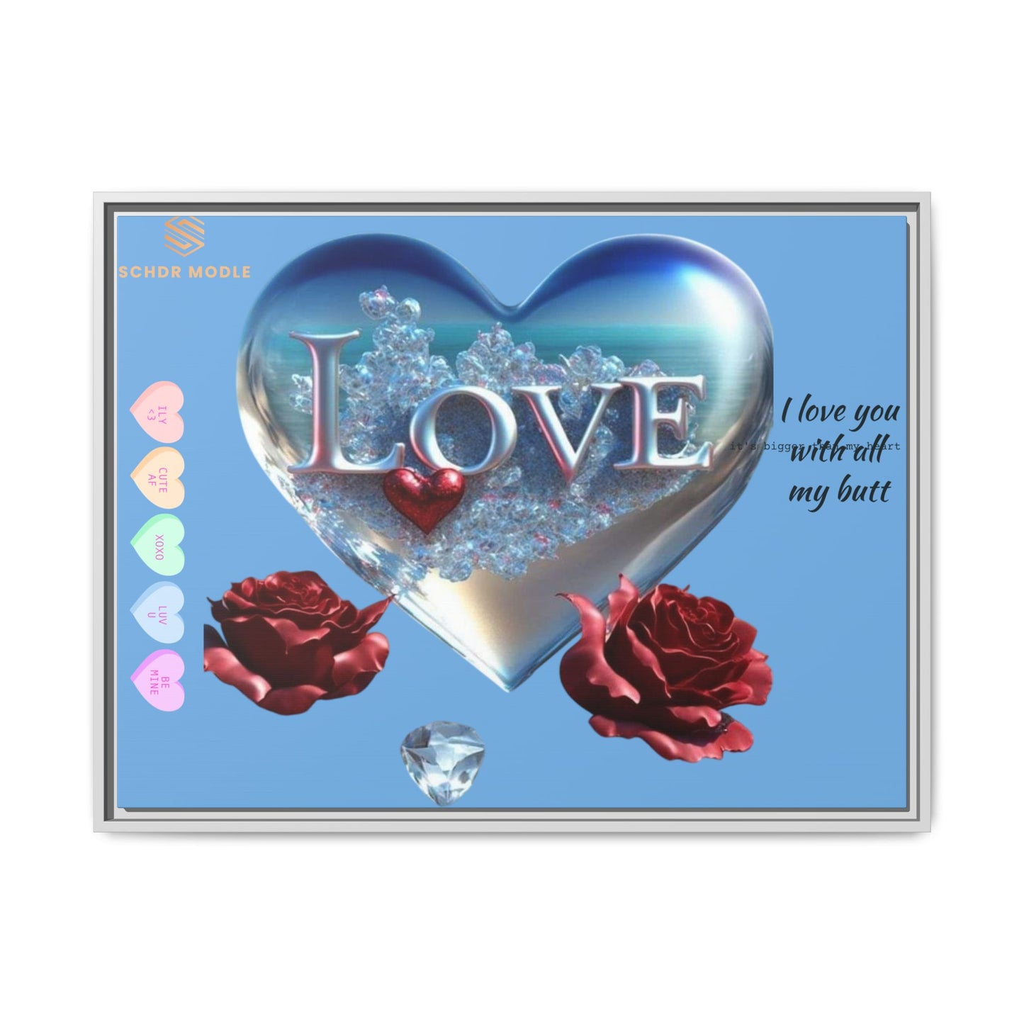 Framed Love Canvas Art - Heart & Flower Design - Perfect Gift for Valentine's Day