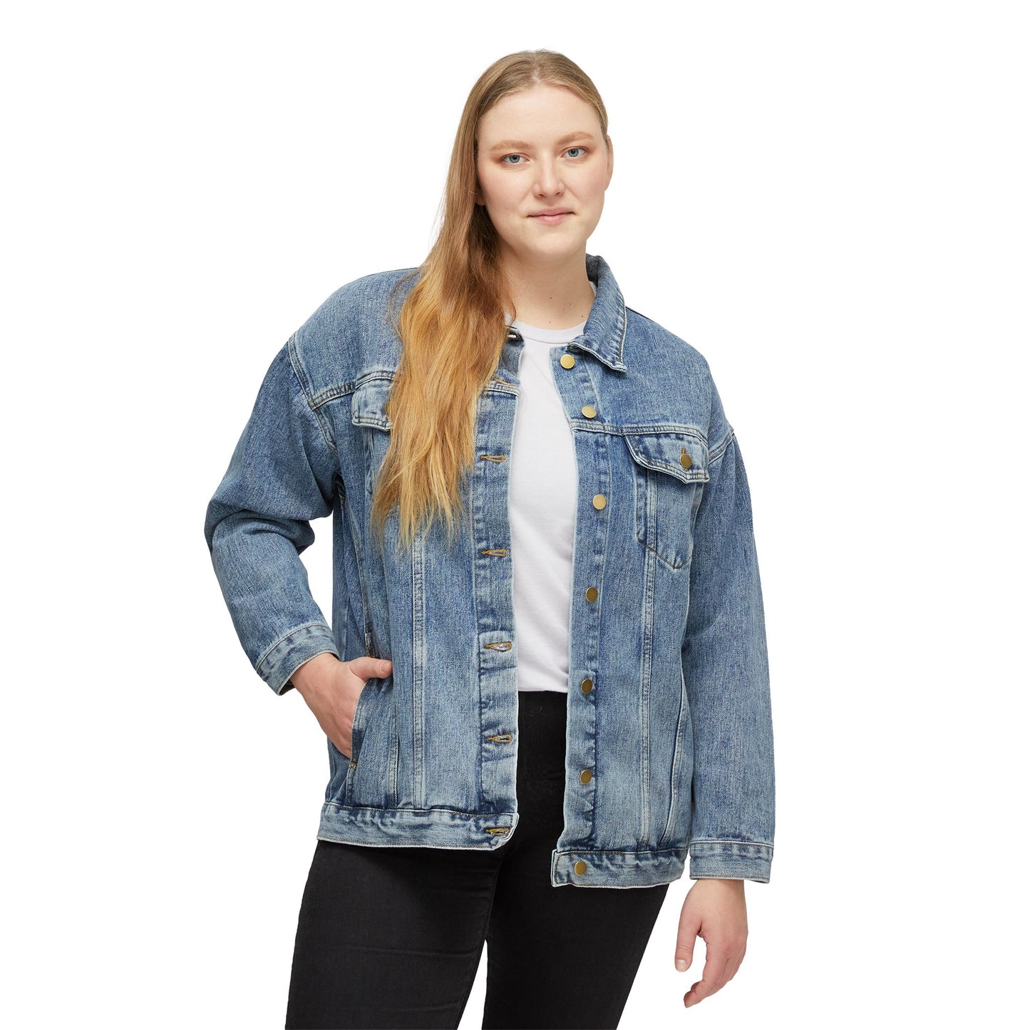 Chic Women's Denim Jacket with Custom Back Design
