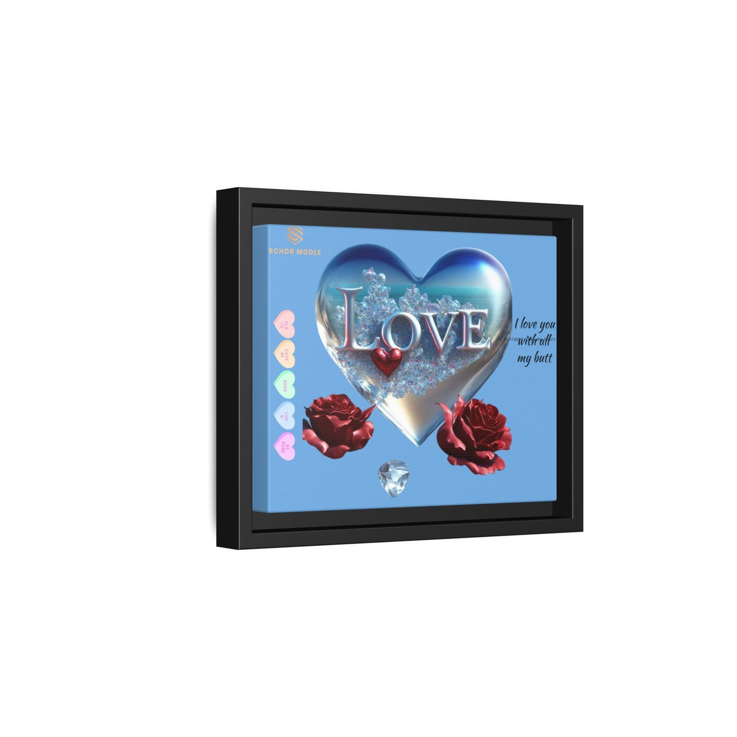 Framed Love Canvas Art - Heart & Flower Design - Perfect Gift for Valentine's Day
