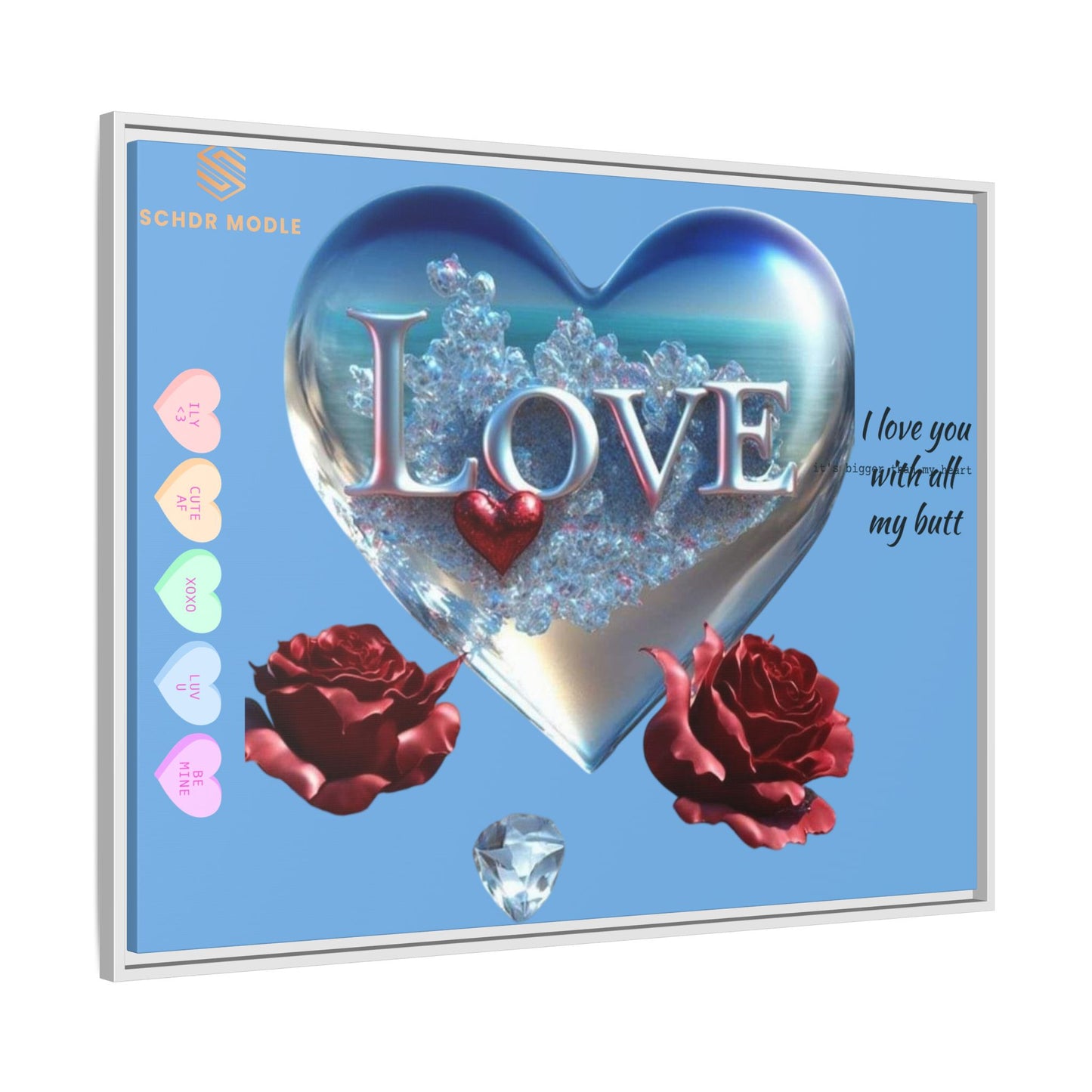 Framed Love Canvas Art - Heart & Flower Design - Perfect Gift for Valentine's Day
