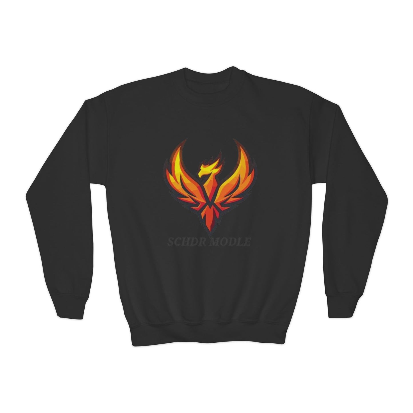 Phoenix Graphic Youth Sweatshirt — "SCHDR MODLE" Logo Crewneck
