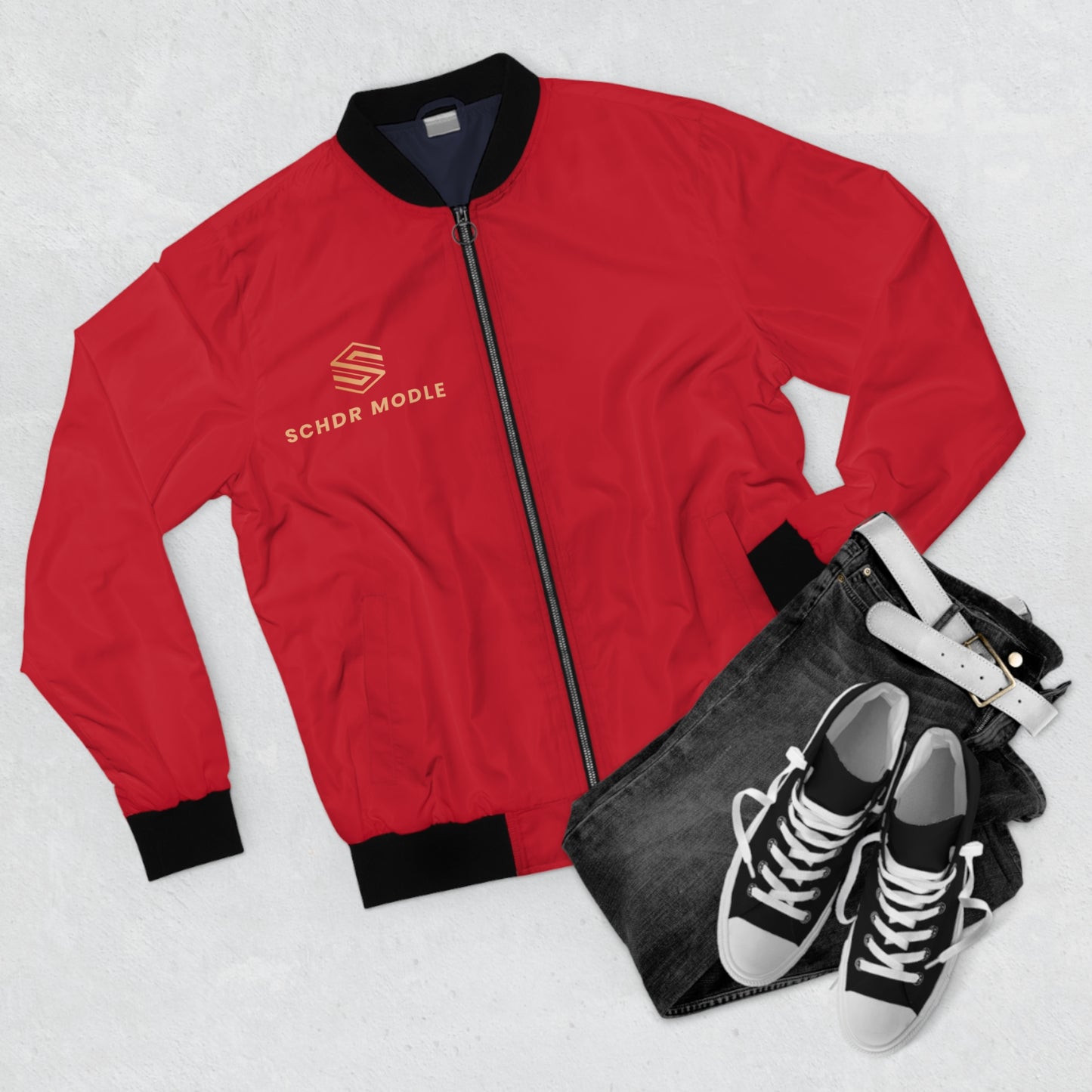 Men's Red Bomber Jacket - Stylish Lightweight Fashion for Casual Outings