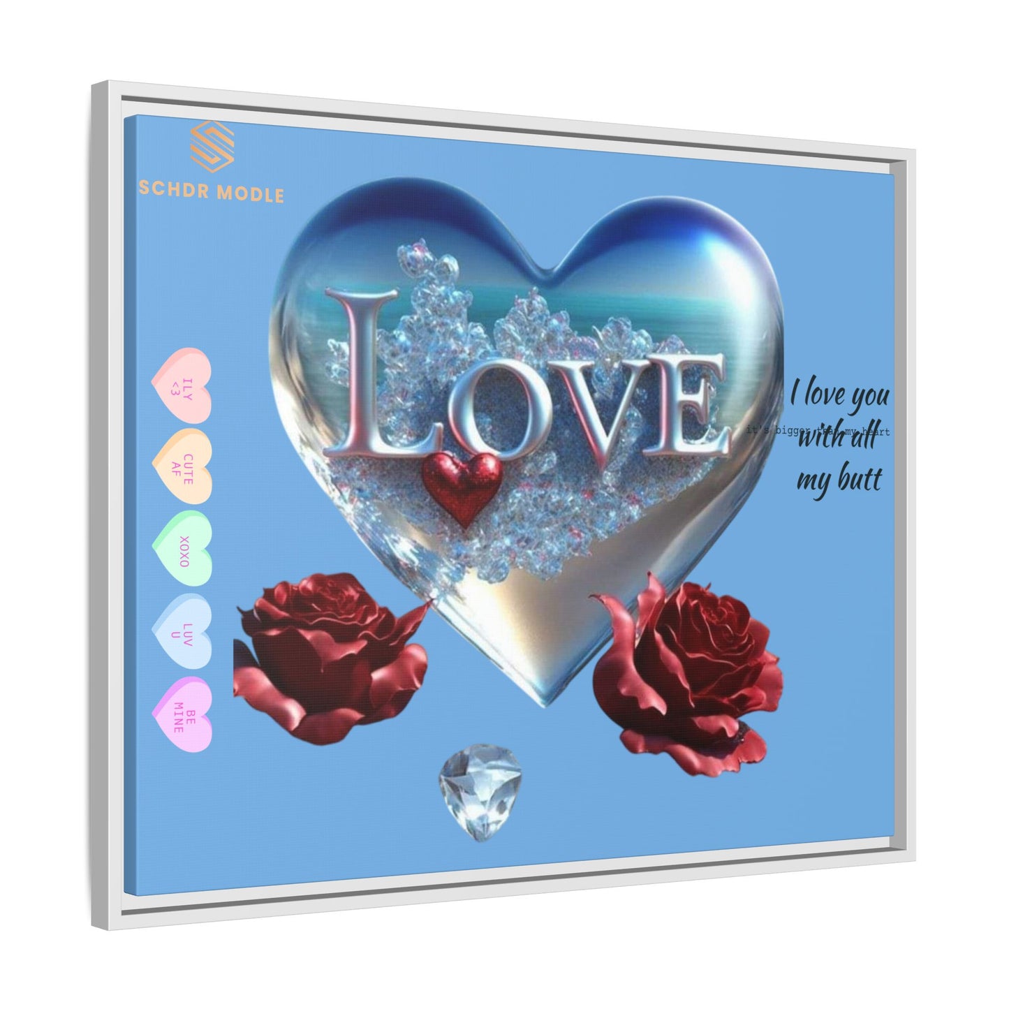Framed Love Canvas Art - Heart & Flower Design - Perfect Gift for Valentine's Day