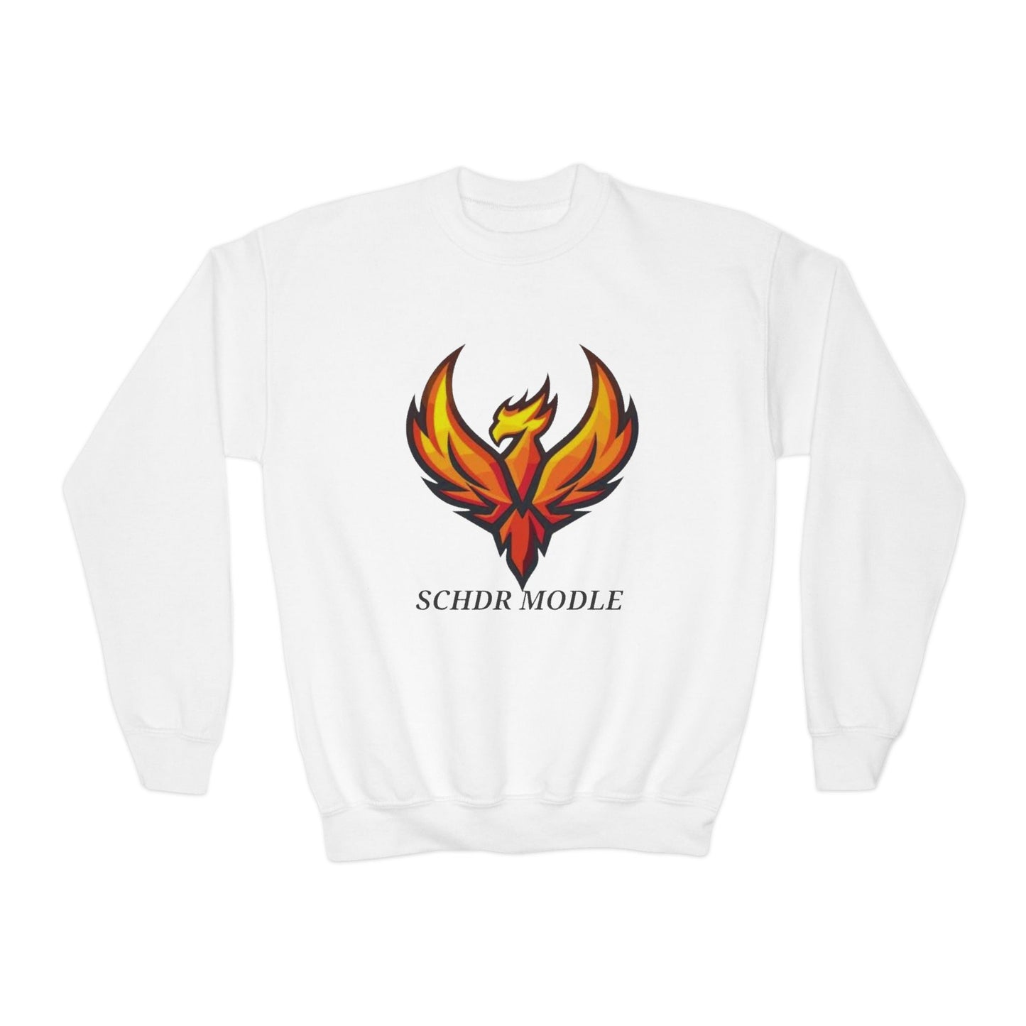 Phoenix Graphic Youth Sweatshirt — "SCHDR MODLE" Logo Crewneck