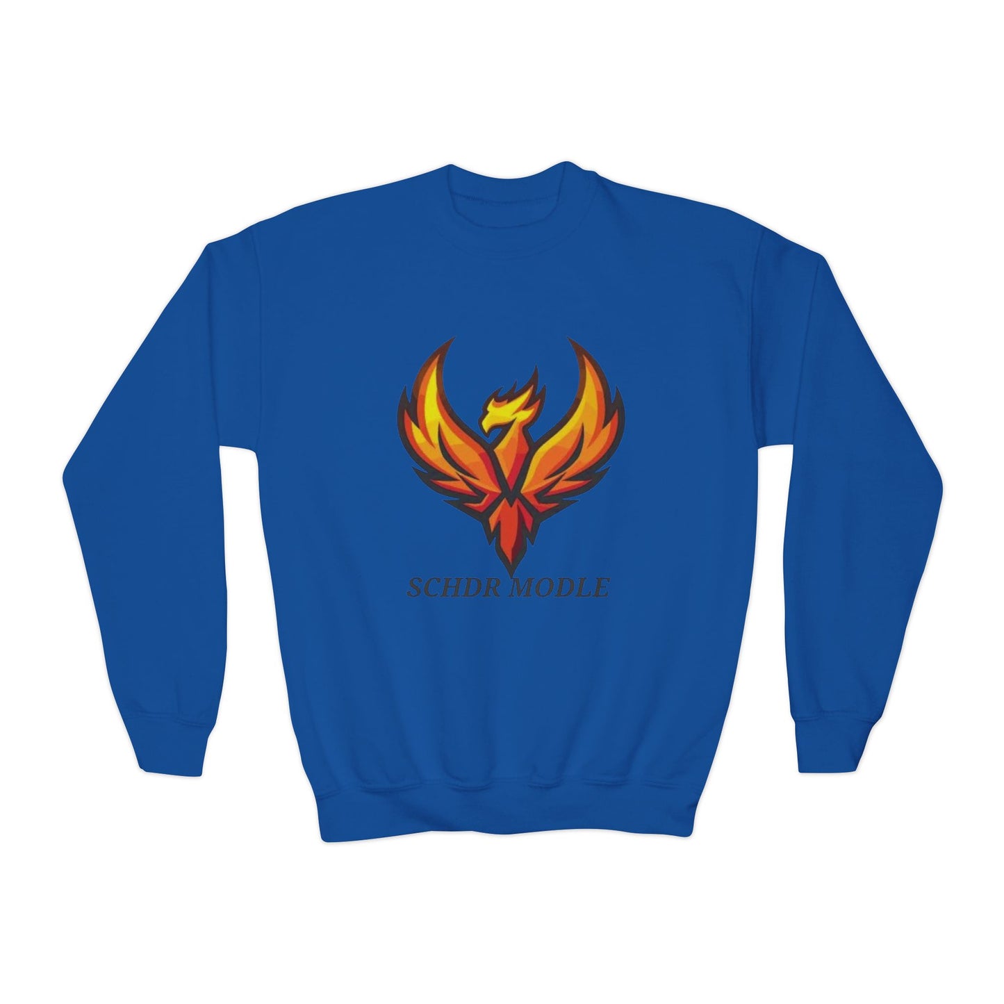 Phoenix Graphic Youth Sweatshirt — "SCHDR MODLE" Logo Crewneck