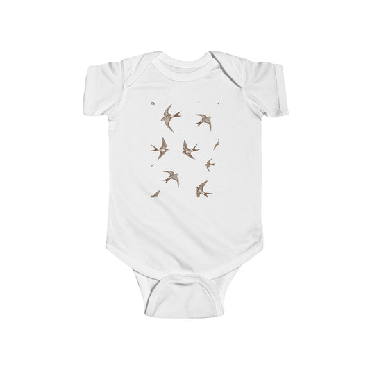 Organic Baby Bodysuit with Vintage Bird Design