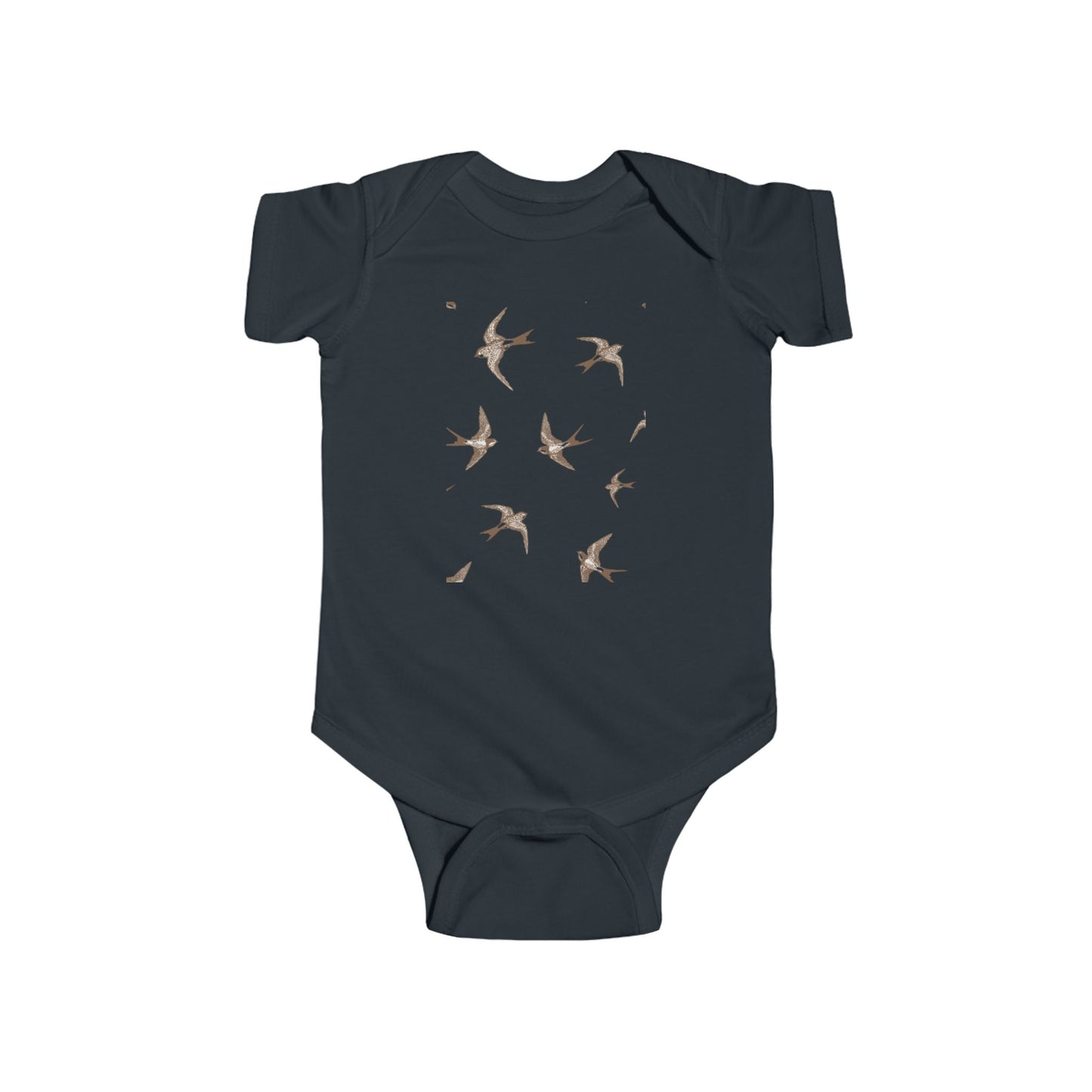 Organic Baby Bodysuit with Vintage Bird Design