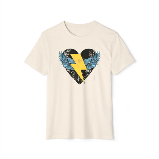 Heart with Wings Unisex Organic T-Shirt, Eco-Friendly Fashion, Gift for Nature Lovers, Valentine's Day, Everyday Wear, Casual Style