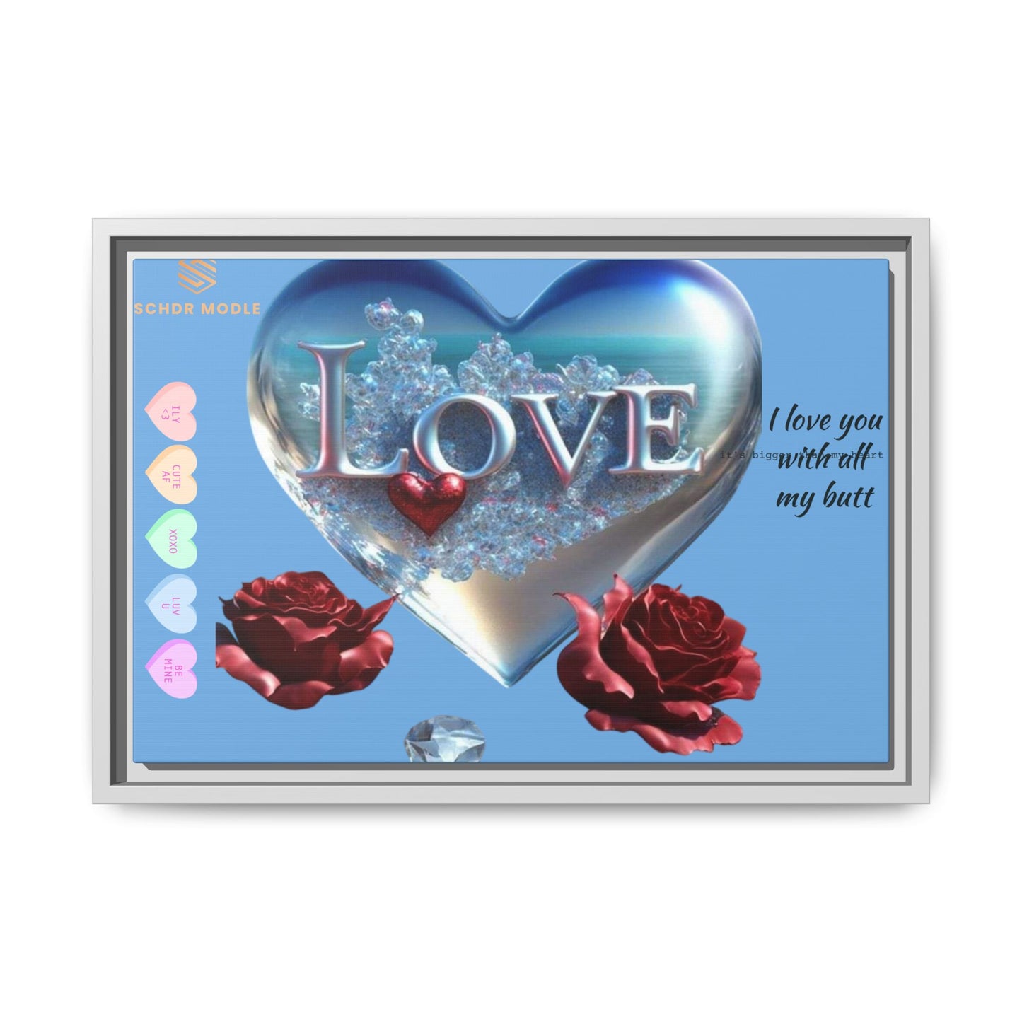 Framed Love Canvas Art - Heart & Flower Design - Perfect Gift for Valentine's Day