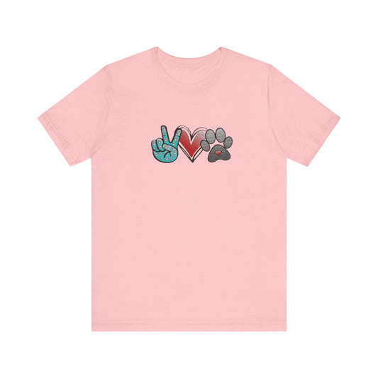 Peace & Love Dog T-Shirt, Pet Lover Tee, Unisex Graphic Shirt, Animal Rescue Gift, Cute Animal Apparel