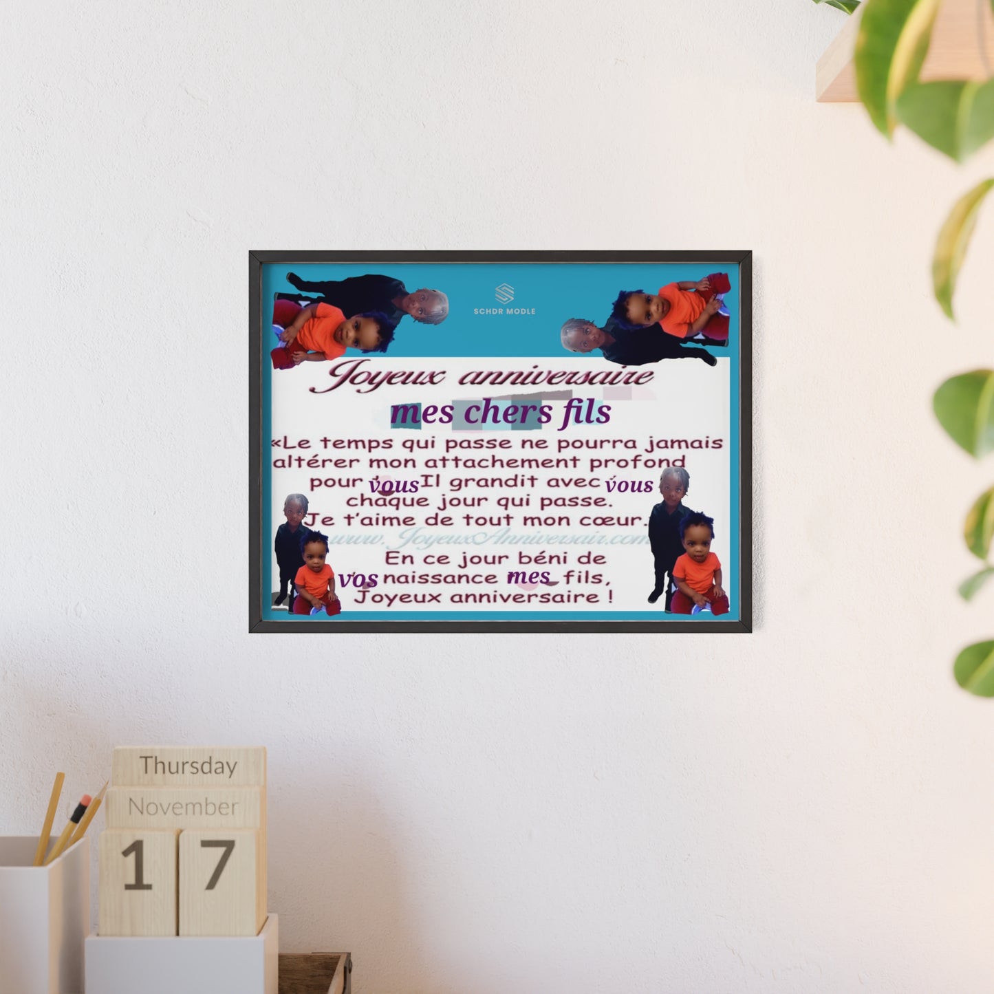 Personalized Birthday Poster with Wooden Frame, Customizable Wall Art, Unique Gift for Son, Joyeux Anniversaire Decor, Sentimental [...]