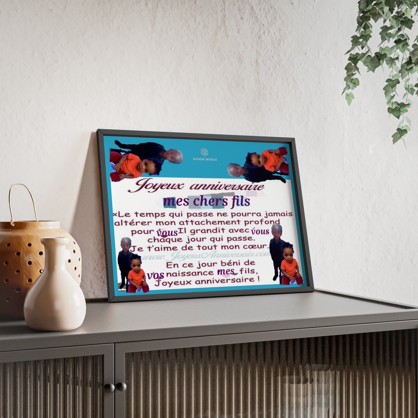 Personalized Birthday Poster with Wooden Frame, Customizable Wall Art, Unique Gift for Son, Joyeux Anniversaire Decor, Sentimental [...]