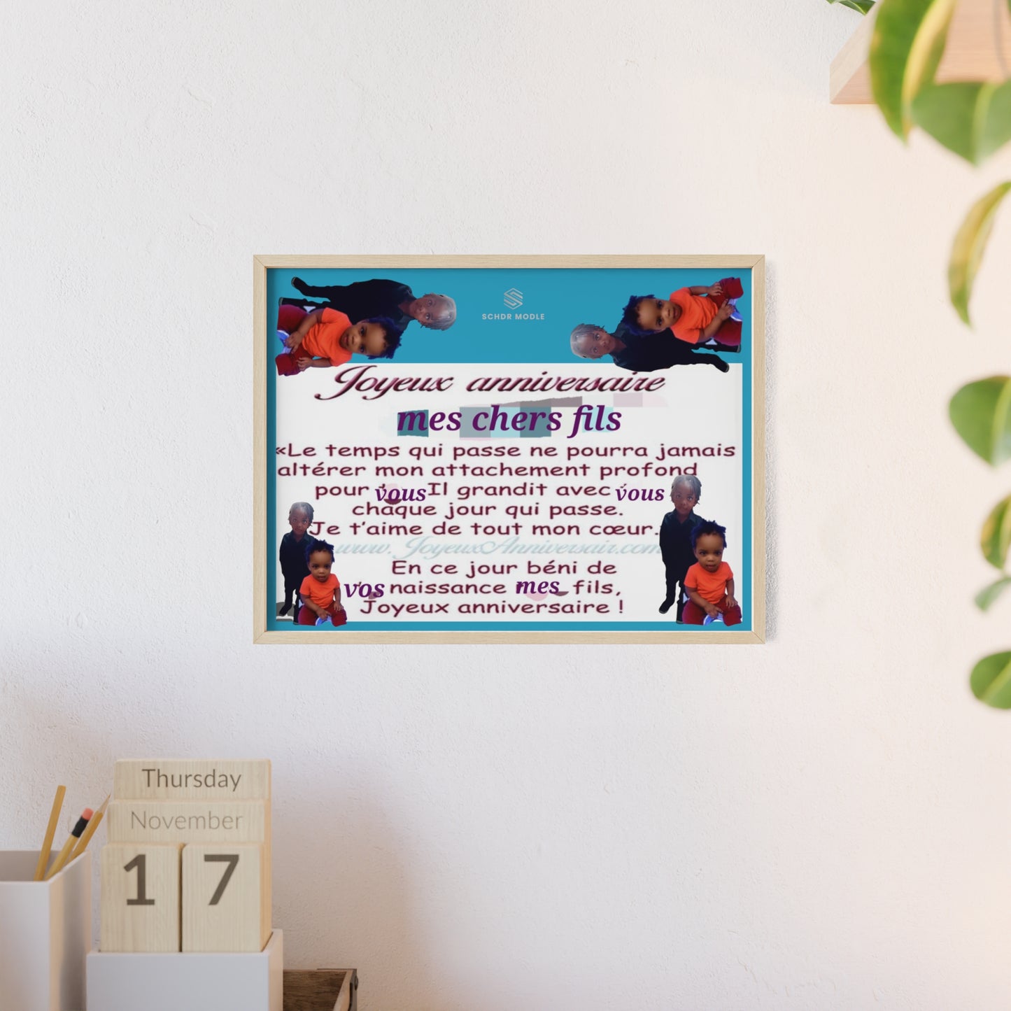 Personalized Birthday Poster with Wooden Frame, Customizable Wall Art, Unique Gift for Son, Joyeux Anniversaire Decor, Sentimental [...]