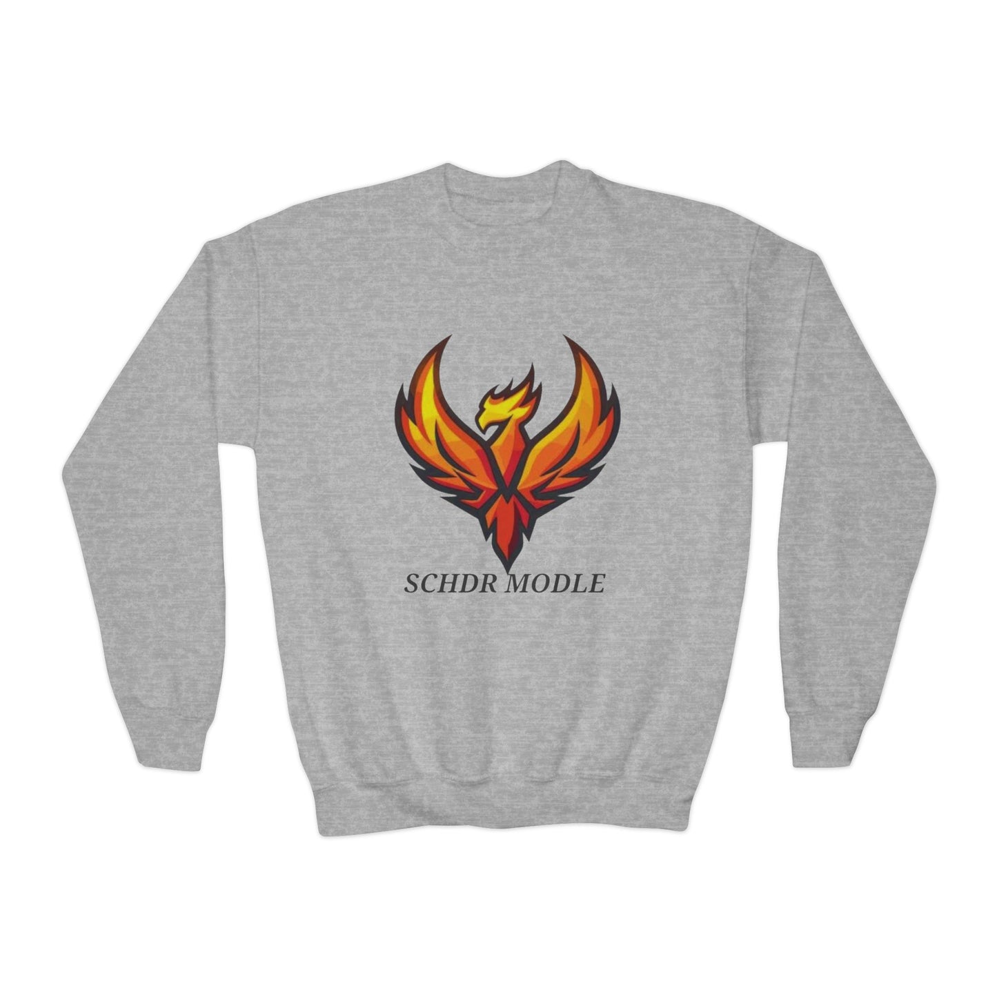 Phoenix Graphic Youth Sweatshirt — "SCHDR MODLE" Logo Crewneck