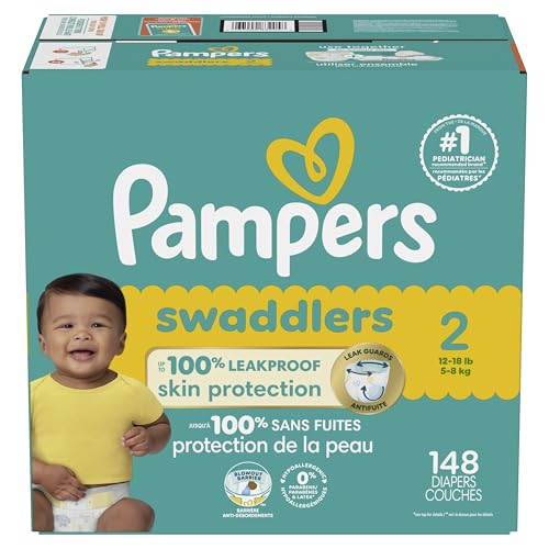 Pampers Baby Diapers - Swaddlers - Size 2, 148 Count, Ultra Absorbent Disposable Infant Diaper