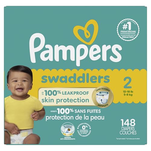Pampers Baby Diapers - Swaddlers - Size 2, 148 Count, Ultra Absorbent Disposable Infant Diaper