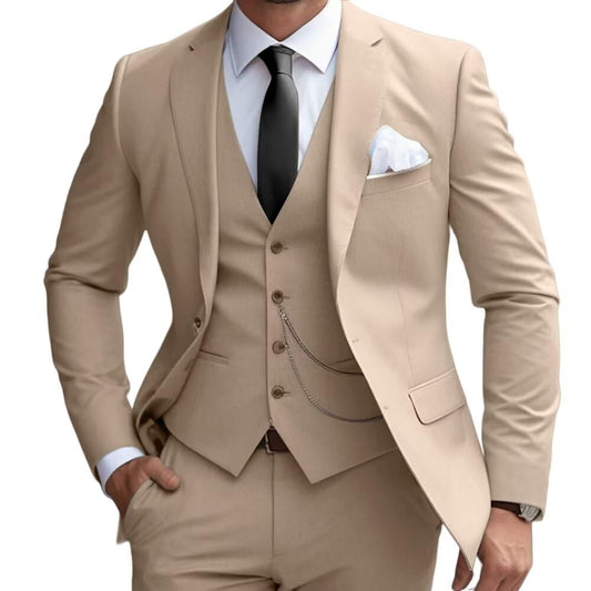 Mens 3 Pieces Classic Suit Wedding Blazer Grooms Jackets Vests Pants Suits Xs