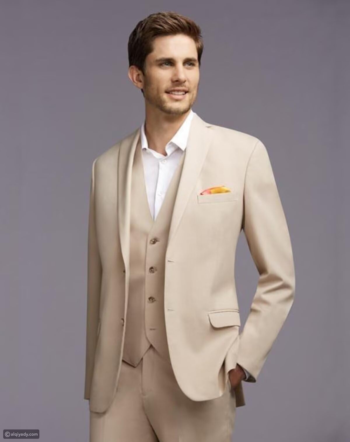 HUUTOE Beige Tuxedo for Men Tan Mens 3 Piece Suit Beige Tux Prom Suits for Men Regular Fit Wedding Summer Cream Tux Suit Set with Vest - Ternos de Vestir para Hombres XL Pants