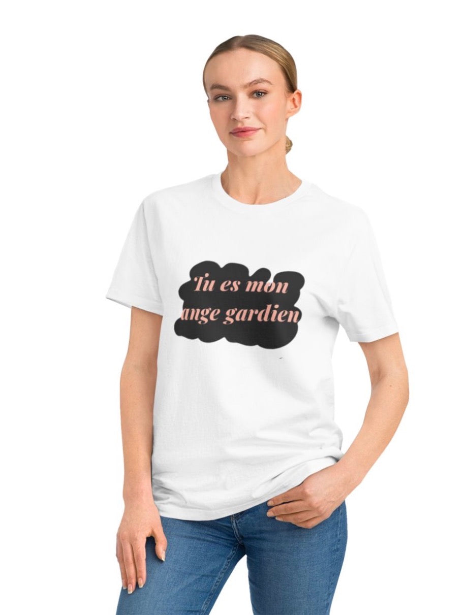 T-shirts love tee cotton unisex with design t’es mon ange gardien