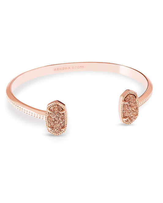 Kendra Scott Elton Cuff Bracelet for Women, Fashion Jewelry, Rose Gold-Plated, Rose Gold-Plated Drusy