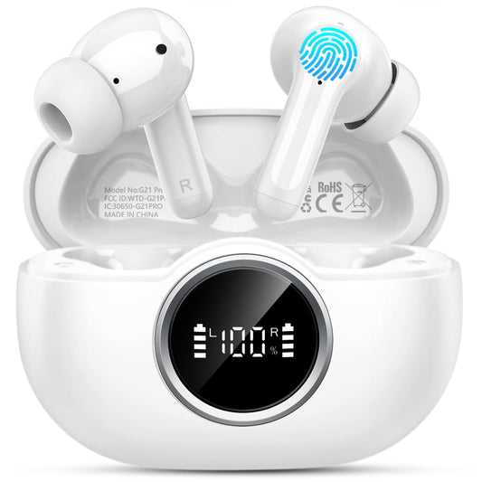 Wireless Earbuds, 2025 Bluetooth 5.4 Headphones 3D Stereo Hi-Fi Bass Ear Buds, 4 ENC Noise Cancelling Mic, 40+Hrs USB-C in-Ear Earphone Sport, IP-X7 Waterproof Workout Gym for Android iOS Laptop Pad