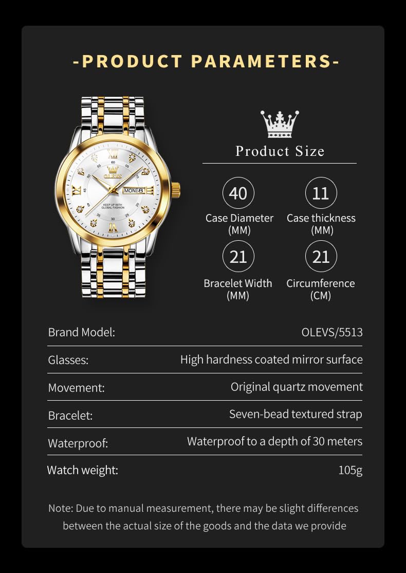 OLEVS Silver Watch for Men Simple Business Dress Analog Quartz Stainless Steel Waterproof Luminous Date Diamond Men Watch