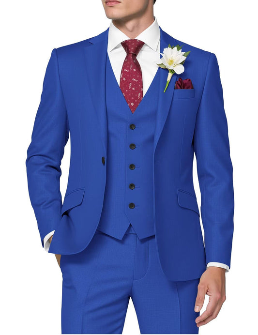 HUUTOE Royal Blue Suits for Men 3 Piece Royal Blue Suit Slim Fit Mens Prom Suits for Stretch Groomsmen Wedding Tuxedo for Men Groom 2025 Traje para Hombre 44 XL