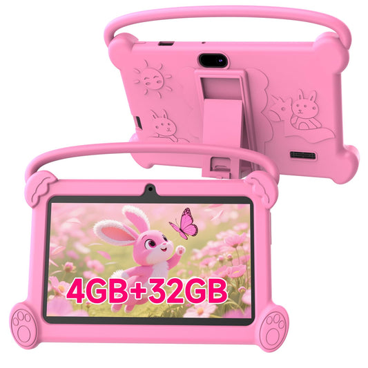 Kids Tablet 7 inch 3-9 for Kids,32GB ROM Toddler with Shockproof Case,Kids Android Software Installed Netflix,YoutTube, aiwawa Apps Parent Controls,Dual Camra, WiFi,FM, GPS (Pink)