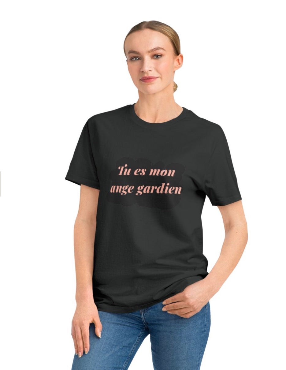 T-shirts love tee cotton unisex with design t’es mon ange gardien