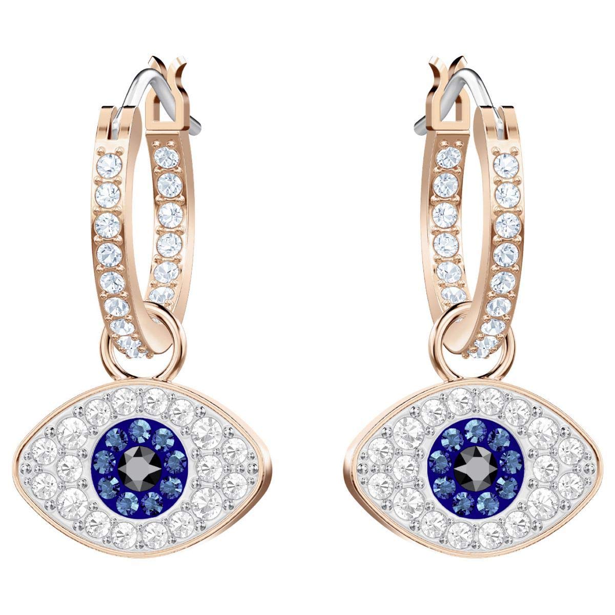 Swarovski Duo Evil Eye Hoop Pierced Earrings Dark Multi One Size