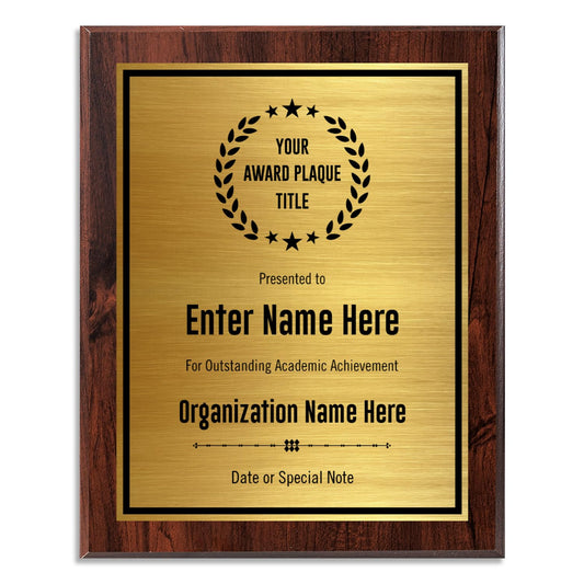 Custom Plaque - Add Title and Text - Award Plaque for Employee of the Month, Perfect as Retirement Plaque, Thank You, Service Recognition and Appreciation Gifts - Personalized Plaque for Men/Women (UV Print Gold/Black Plate on a 8" x 10" Walnut Plaque)